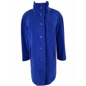 MarkReed Exclusive Fashions Indigo Blue Pure Wool Coat Jacket Women Sz 12 Petite